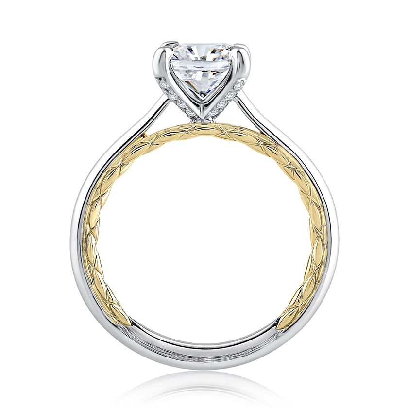 Classic Two Tone Cushion Cut Diamond Engagement Ring - A.JAFFE