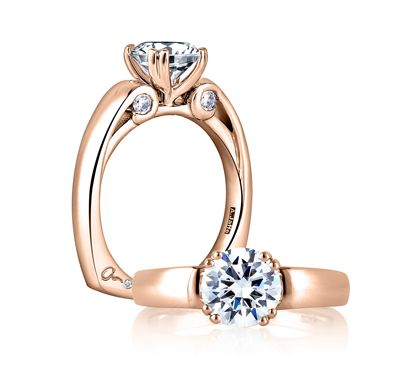 Designer Split Prong Solitaire with Scroll Set Side Diamonds Ring.jpg - A.JAFFE