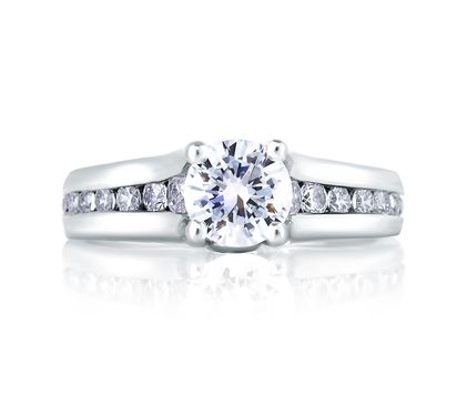 Cathedral Channel Set With Diamond Bezel Profile Engagement Ring - A.JAFFE