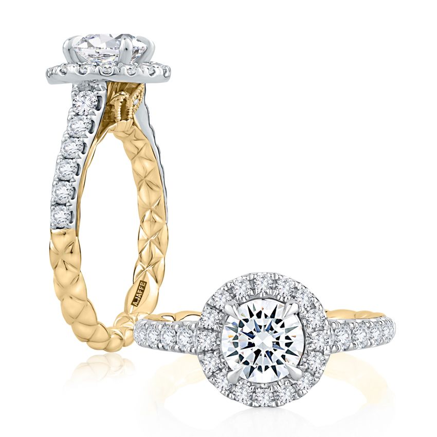 Noble Halo Round Diamond Engagement Ring -A.JAFEE